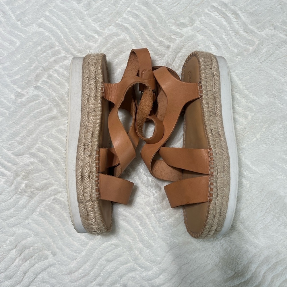 Soludos Olympia Tan Leather Platform Espadrille Sandals Size 10 EUC - Picture 16 of 16